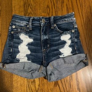 American Eagle Ripped High Rise Shortie Shorts